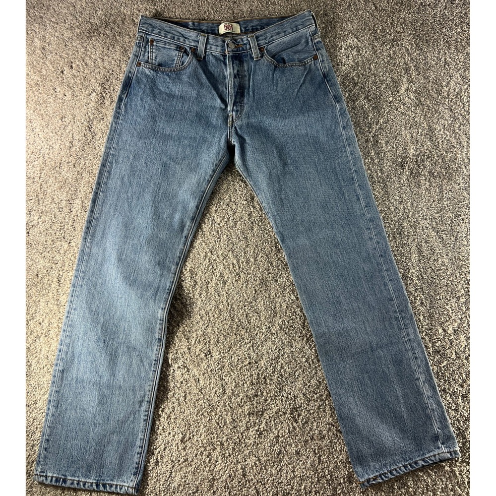 Vintage 08 Y2K Levi 501 Straight Leg Button Fly Men's Blue Denim Jeans W33 L32